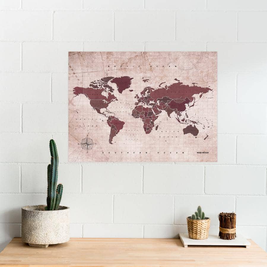 Weltkarte / Pinnwand - Antique