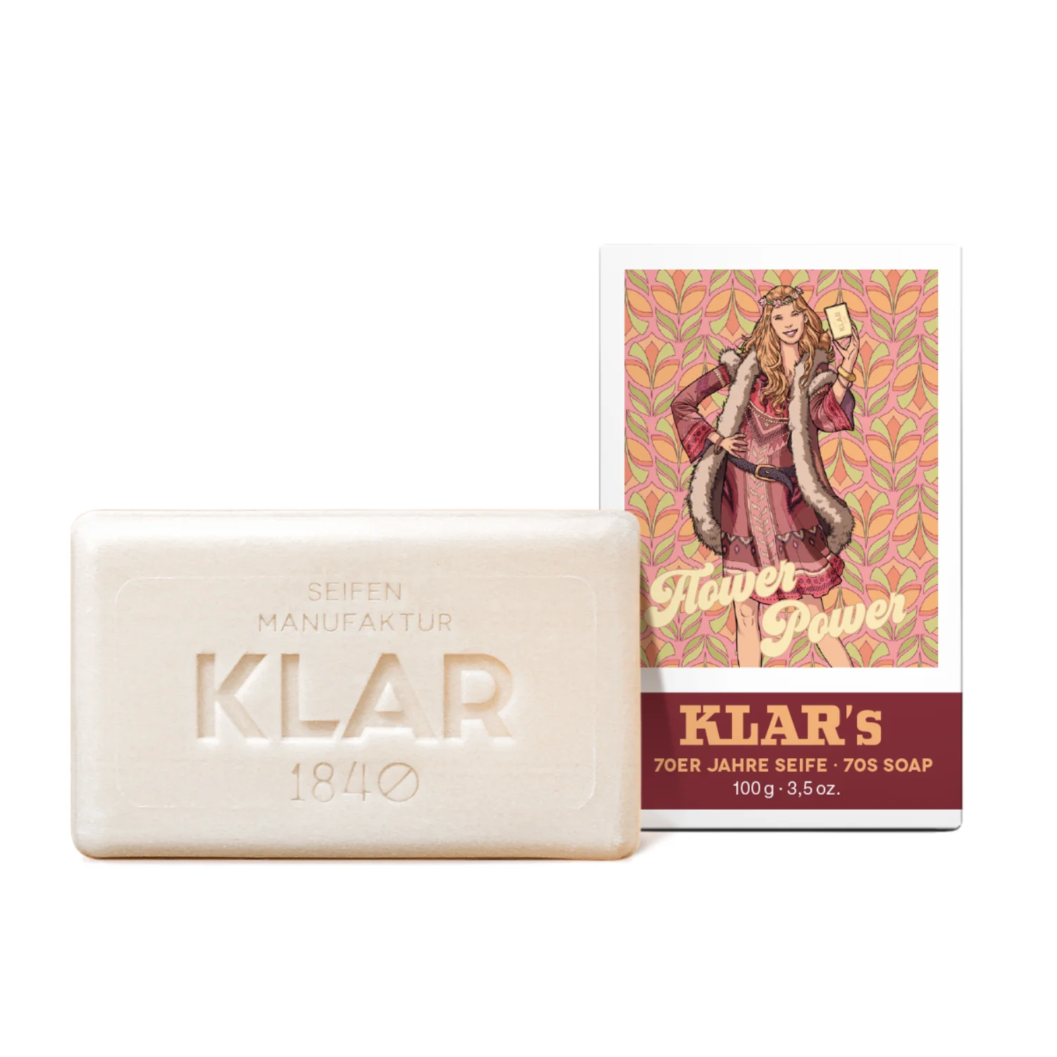 KLAR Retroseife Flower Power, 100g, palmölfrei